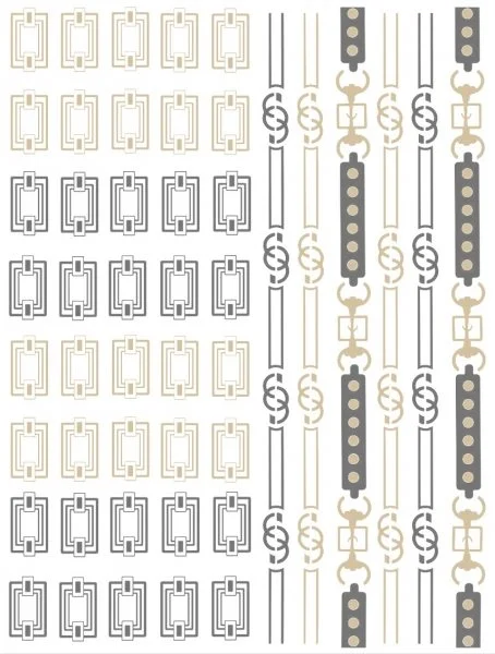 Nagelsticker - Aufkleber selbstklebend - Nail Sticker - gold schwarz Rahmen Ketten